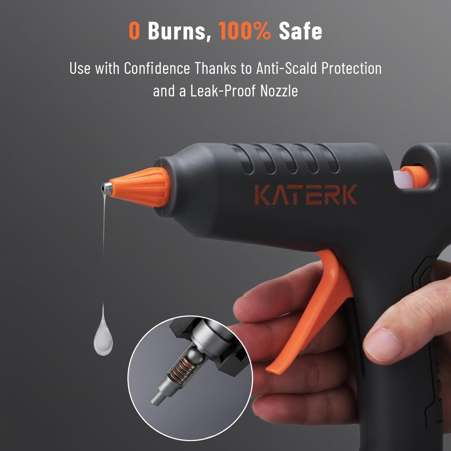Katerk 12V Full Size Cordless Hot Glue Gun with 24 Glue Sticks, Drip-Free Fast Heating Rechargeable and Heavy Duty Battery Operated Glue Gun and Sticks Sets 11mm x24 for Crafts DIY, Repair, Gift