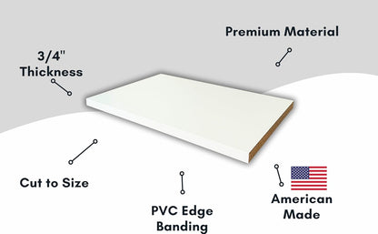 3/4" 3/4" Customized White Shelves Cut to Order - Cabinet Shelf Custom Size Shelf - Melamine Shelves Cut to Order