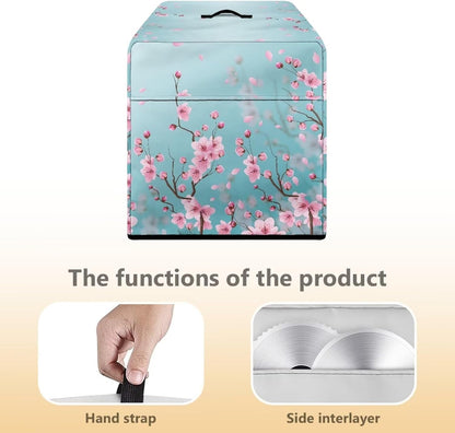 Cherry Blossom Meat Slicer Cover, Blue Appliance Covers for Home Decor, Easy to Clean