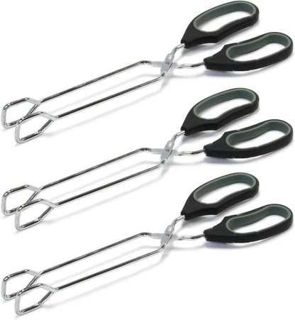 Chef Craft 21591 1-Piece Tongs with Straight Working Ends, Black, 12-Inch (3 Pack)