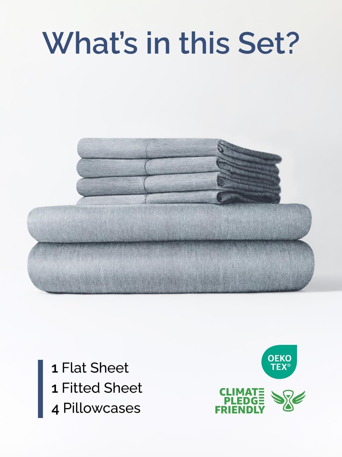 Skiennix Extra Deep Cal King Sheet Set - 6 Piece Breathable Cooling Bedding - Soft Wrinkle-Free Heathered Blue