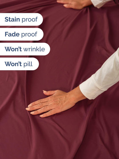 Skiennix Extra Deep Twin Sheet Set - 4 Piece Breathable Cooling Bedding - Soft Wrinkle-Free Burgundy