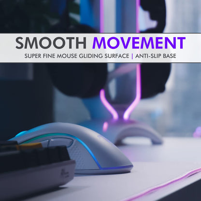 Tilted Nation Bone White Gaming Mouse Pad RGB - Create Your Dream Setup - Bright LED Mouse Pad XL with 8 Light Modes - Smooth Gliding Large RGB Gaming Mouse Pad White - Easy to Clean - Bone White