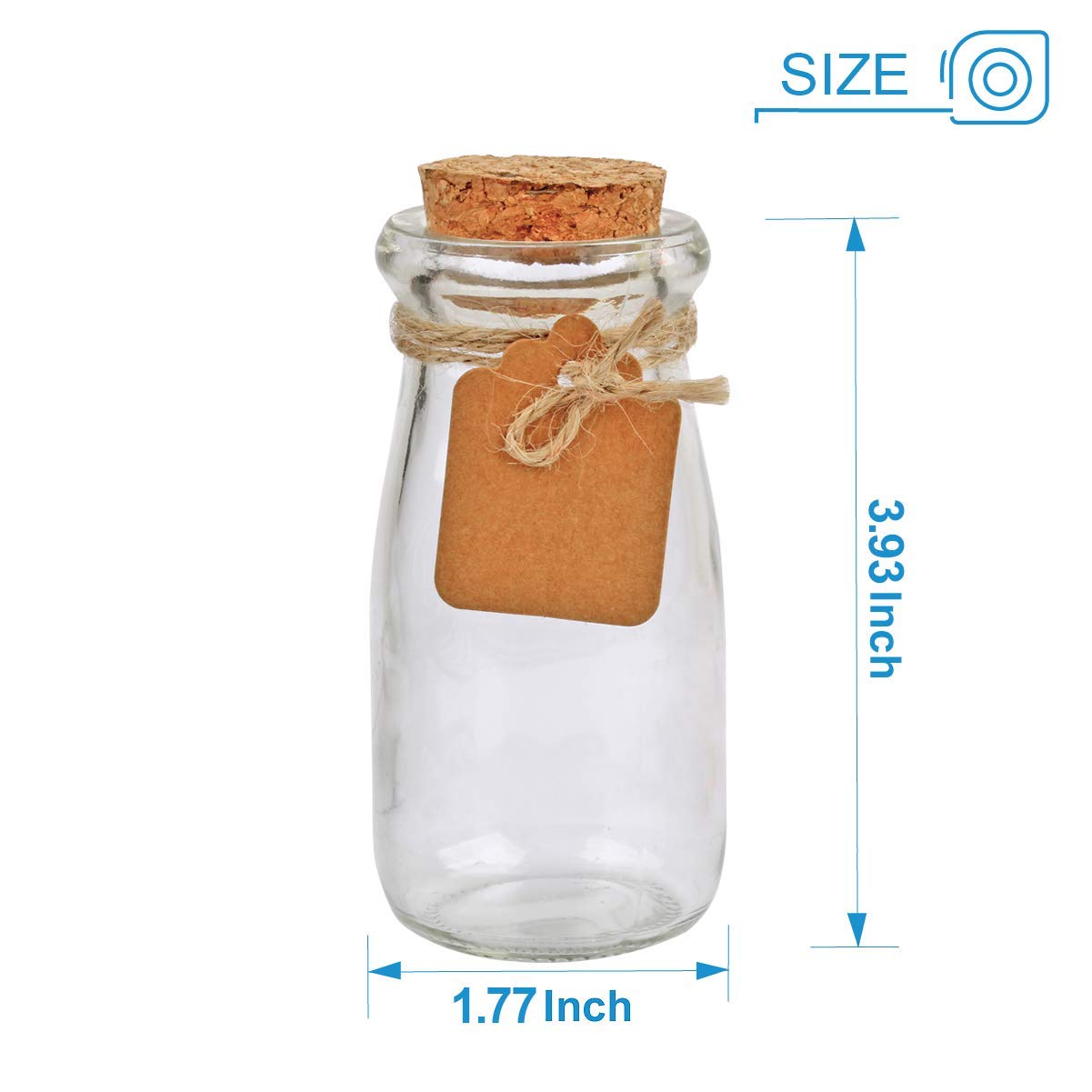 Brajttt 30Pcs Glass Favor Jar With Cork Lids，100 ML 3.4oz Potion Bottles,Small Apothecary Jars,Multifunctional,for Party Wedding Favors Halloween,Great Decoration