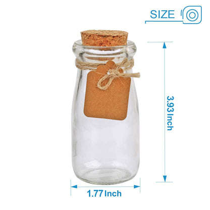 Brajttt 30Pcs Glass Favor Jar With Cork Lids，100 ML 3.4oz Potion Bottles,Small Apothecary Jars,Multifunctional,for Party Wedding Favors Halloween,Great Decoration