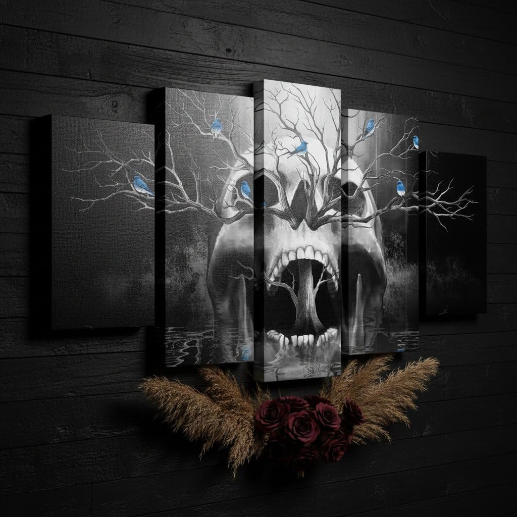 Artmyharbor Large Gothic Wall Art Skeleton Decor Skull Picture
