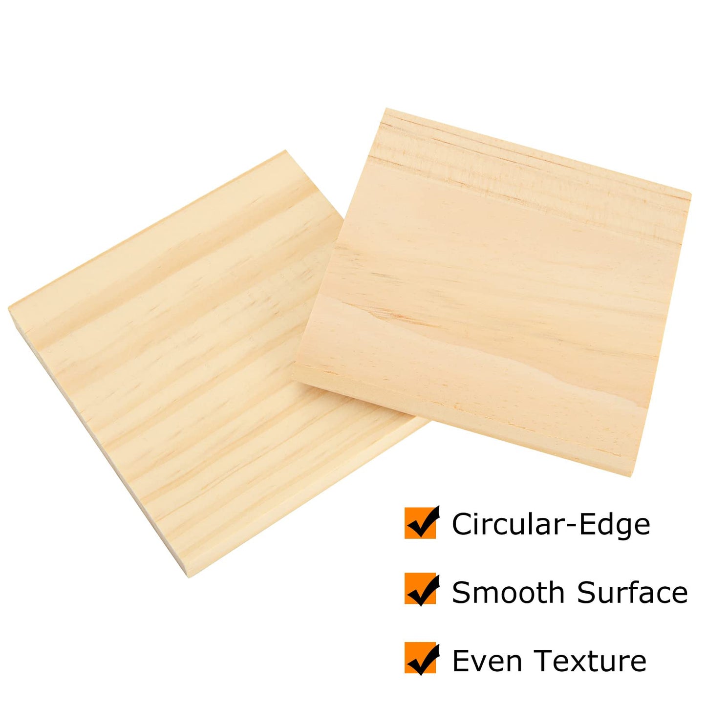 Acrux7 24 Pack 4x4 Inch Wood Squares for Paintings, Unfinished Wood Panels, Natural Pine Square, Blank Wood Boards for Laser Engraving, DIY Crafts, Architectural Models, Coasters