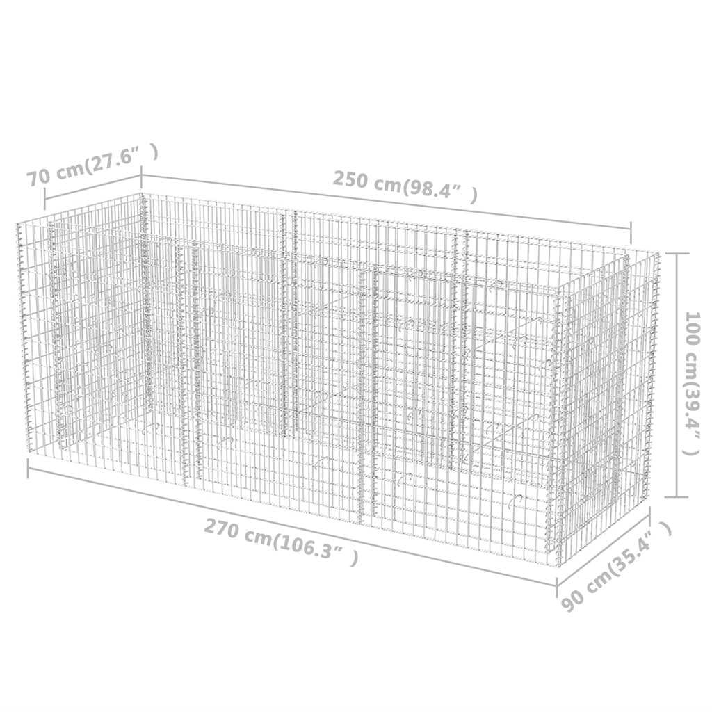Foknhdi Galvanized Steel Gabion Raised Garden Bed 106" Large Outdoor Planter Box for Vegetables, Herbs & Flowers, Heavy-Duty Rectangular Raised Bed for Patio, Yard & Balcony Spaces