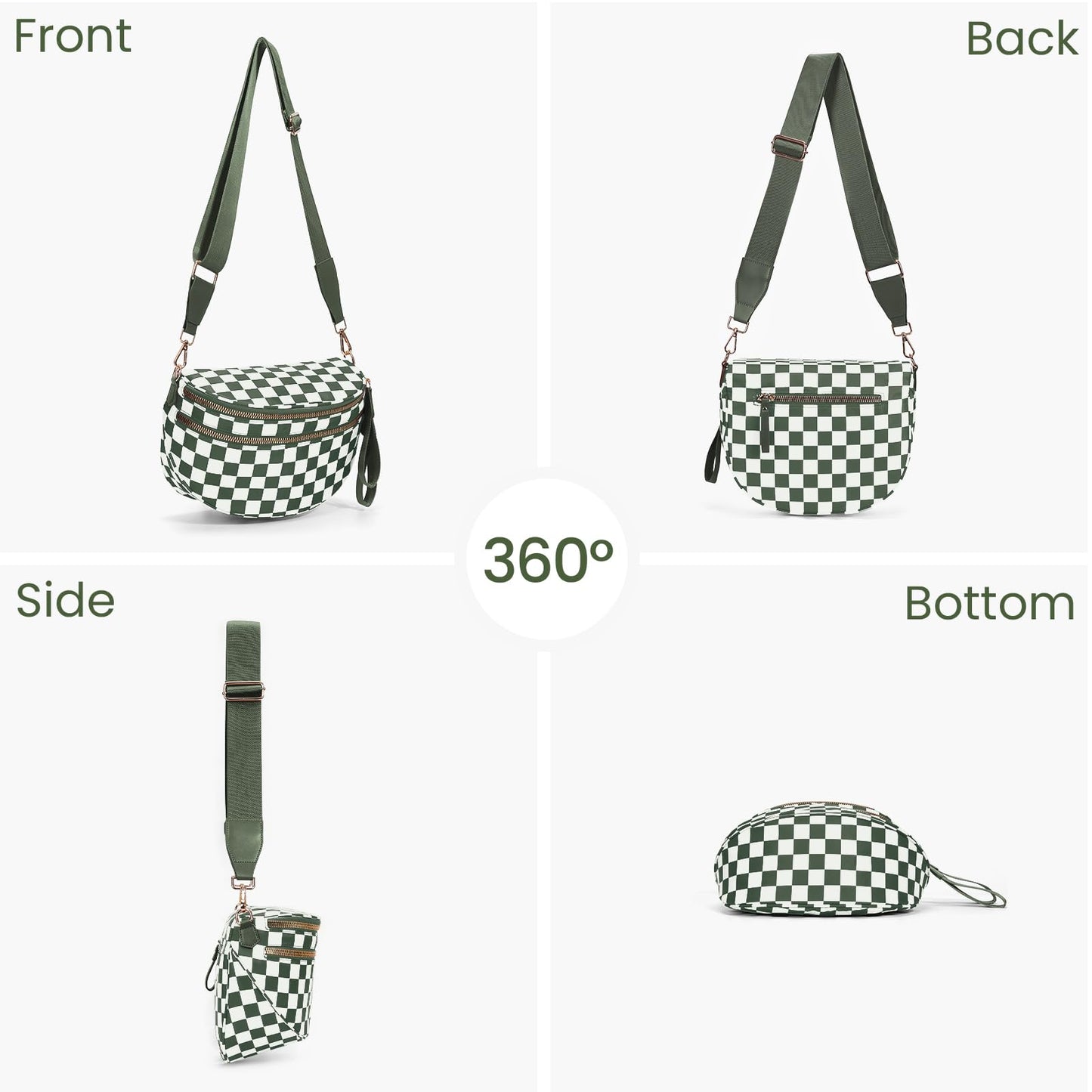 Checkered Crossbody Bum Bags for Women Nylon Checkered Purse Checkerboard Fanny Pack