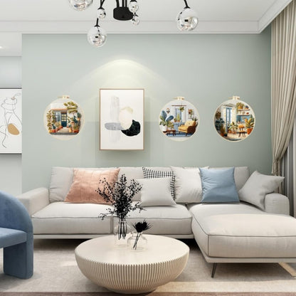 HAOYEGUOJI 4 Pack Embroidery Kit for Beginners, Hand Needlepoint Kits for Adults with Pre-Stamped Patterns, 7.8-Inch Hoop, Threads & Needles, Step by Step Instructions (7.75 in)
