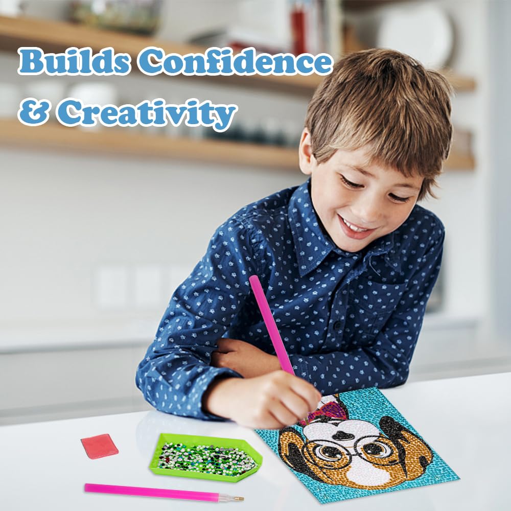 Labeol Diamond Art Kits for Kids Crafts for Girls Ages 6-8-10-12 Easy to DIY Creative Diamond Art Sticker Craft by Numbers Kits for Kids and Adult Beginners (6 Pack Cute)