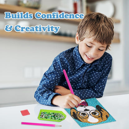 Labeol Diamond Art Kits for Kids Crafts for Girls Ages 6-8-10-12 Easy to DIY Creative Diamond Art Sticker Craft by Numbers Kits for Kids and Adult Beginners (6 Pack Cute)