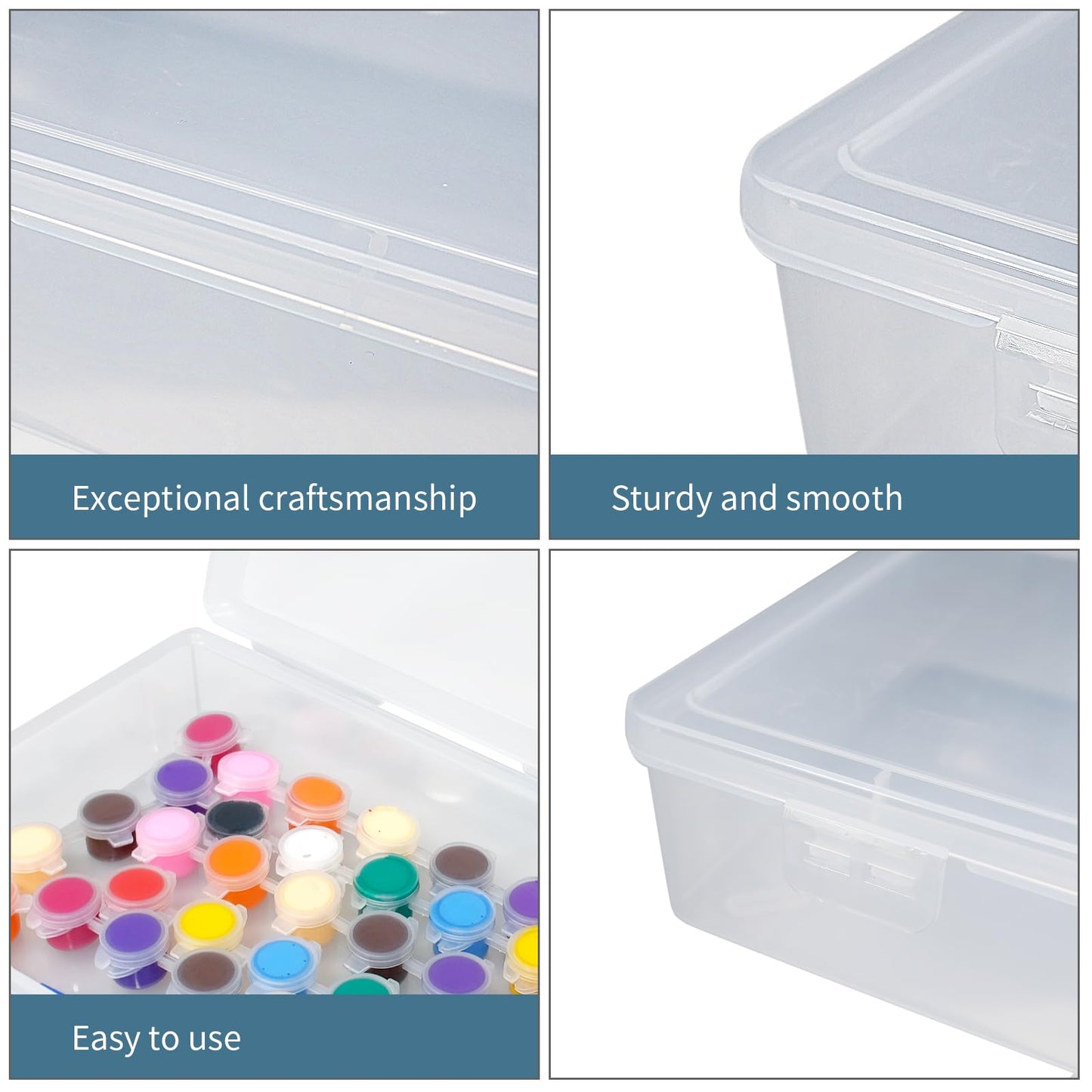 TANEMUDO 12 Pcs Plastic Storage Box with Lid Clear Multipurpose Craft Storage Case for Beads Ornaments Accessoriesr Plastic Containers Pencil Case(5'' x 3'' x 1.5'',7'' x 9'' x 2'')