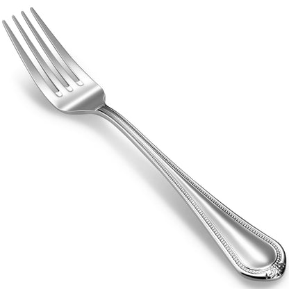 KEAWELL Pearl Edge 4-Piece Premium Fork Set, 18/10 Stainless Steel, Fine Silverware with Mirror Finish, Dishwasher Safe (4, 8" Dinner Forks)