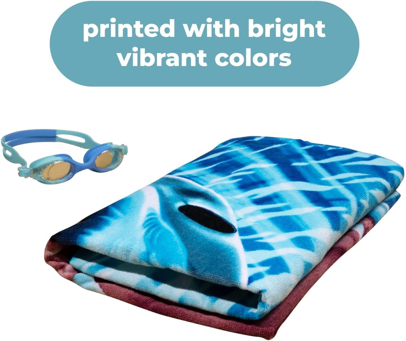 Dawhud Direct Great White Shark Beach Towel for Boys, 30" x 60" Super Soft Plush Cotton Pool Towel