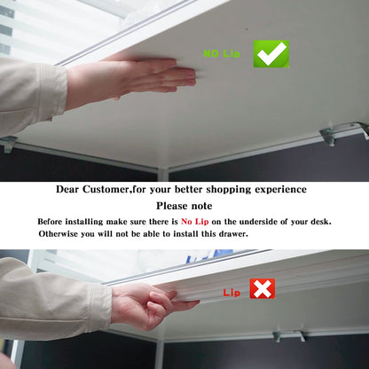 Under Desk Drawer Storage Organizer - 2 Pack (Large and Small) Black - (Please Note - Drawer Size/No Lip Under Desktop) - 2 Installation Methods (Screw or Adhesive)