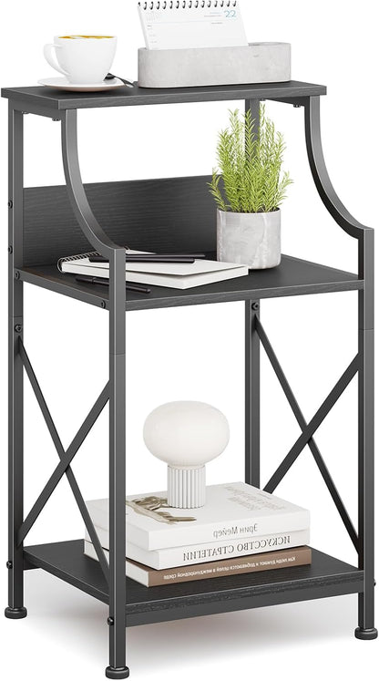 3-Tier HOMEKOKO Side Table, Small End Table for Living Room, Bedroom, Retro Design Metal-Wood End Table, Industrial