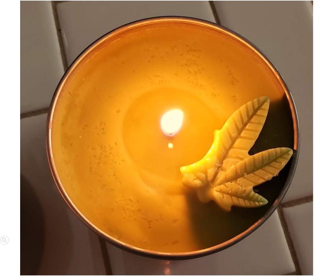 Natural Soy Candle Marijuana-Weed Scented, Green-Colored for Parties with Actual Marijuana Scent