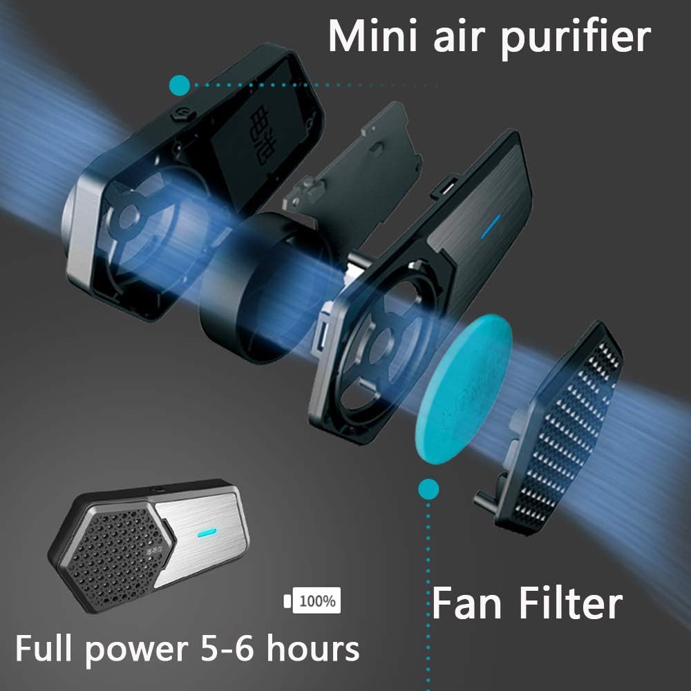 LSGTT Personal Smart Electric Air Face Mask, Reusable Wearable Air Purifier Mask for Outdoor Sports