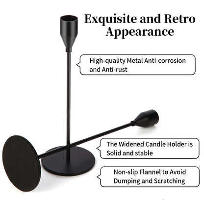 Oatnauxil Matte Black Candle Holders Black Candlestick Holders Metal Candle Holder for Wedding, Dinning, Party, Fits 3/4 inch Thick Candle&Led Candles (Set of 6 Pcs)
