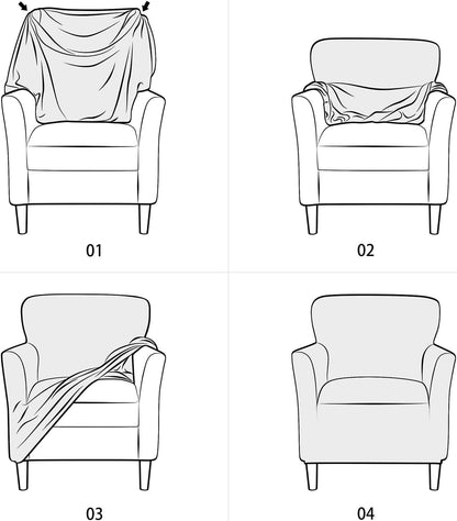 1-Piece LiveGo Stretch Mid Century Modern Armchair Slipcover Jacquard Accent Chair Covers with Arms Soft Waterproof