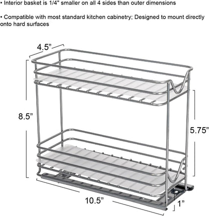 2 Household Essentials Glidez Powder-Coated Steel Pull-Out/Slide-Out Storage Organizer with Plastic Liners for Spice