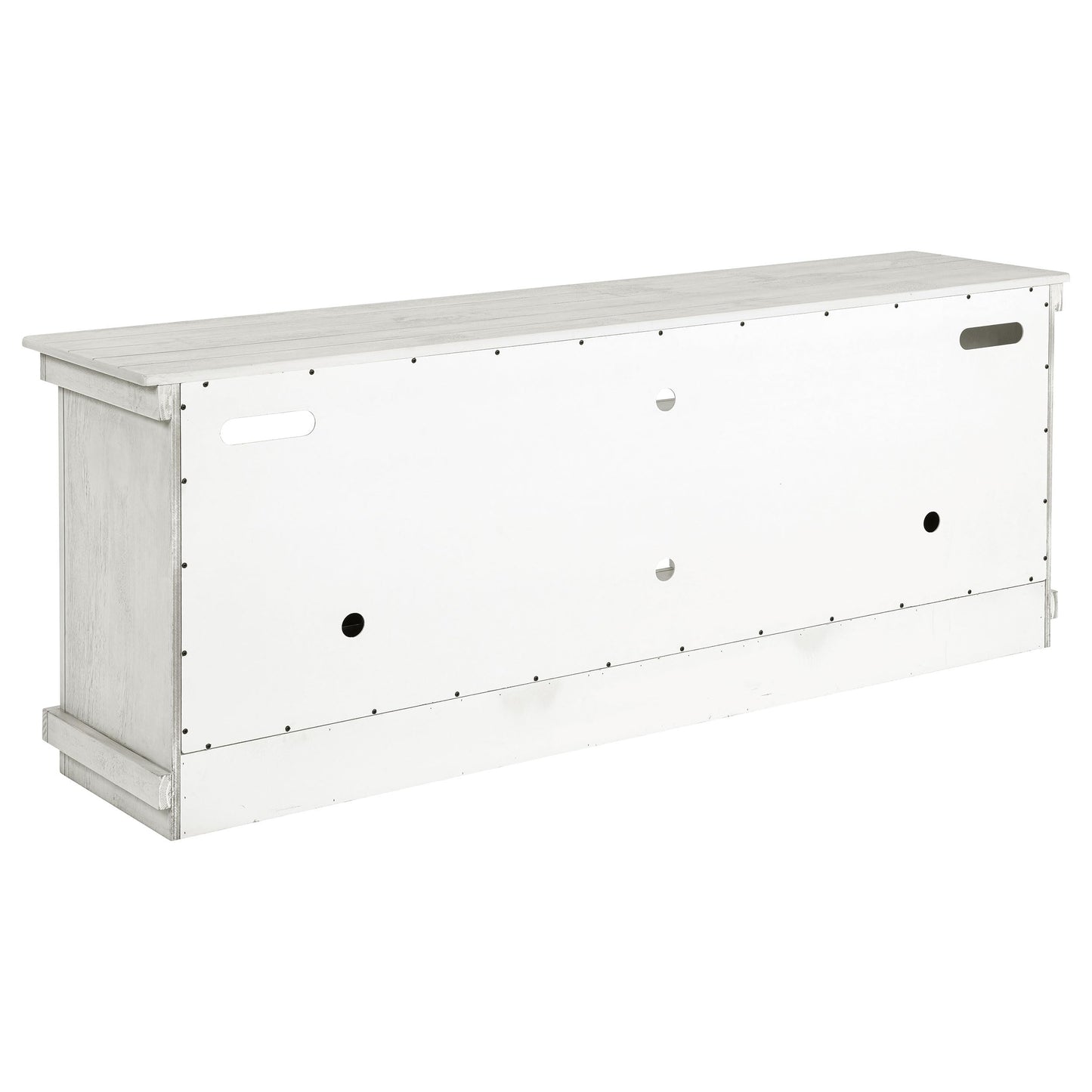 Coaster Home Furnishings - Payne - Wood - TV Stand with Two Door Cabinets, Open Shelves, Six Compartments and Farmhouse Style - Living Room - 70-Inch - Distressed White - 710053