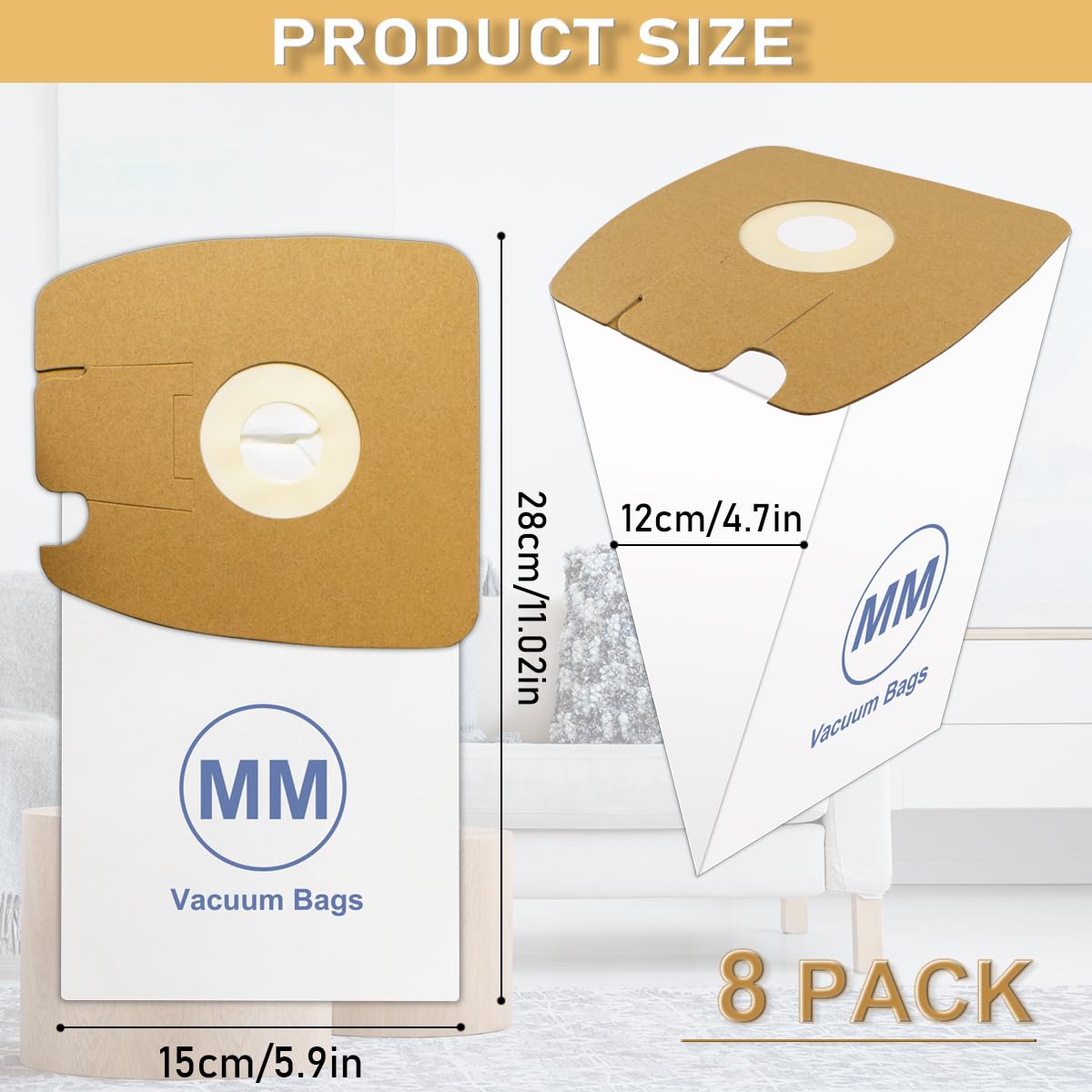 MM Vacuum Bags for Eureka 3670, 3670M, 3670H, 3670G, 60295C, 60297A Mighty Mite Canisters, Part # 60295, 8 Pack