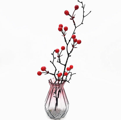 16.5" 4 Pack Artificial Red Berry Stems, Fake Holly Berries Branches Picks Faux Twig Plant Bouquet of Flowers Decor