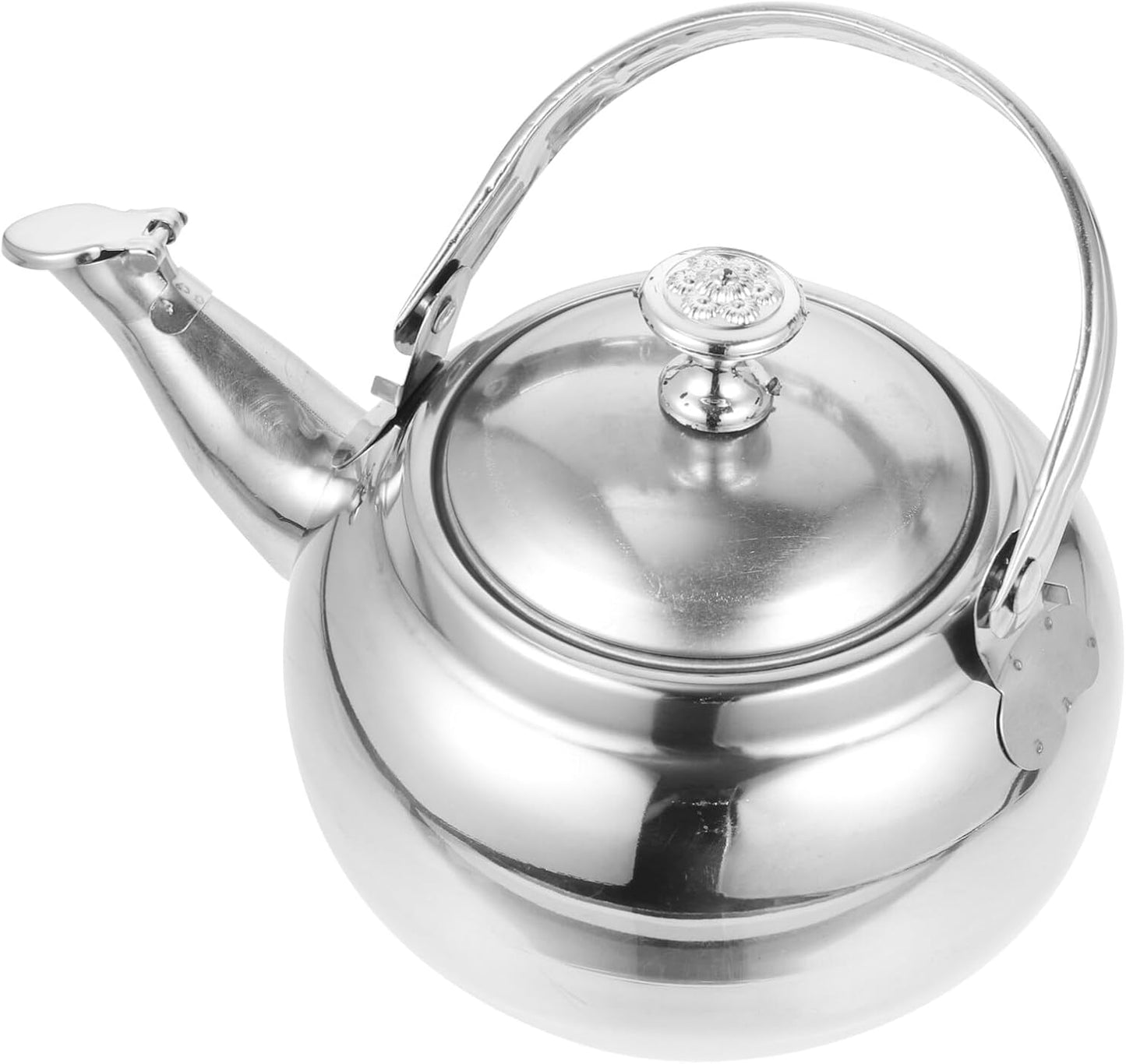 PRETYZOOM Stainless Steel Tea Pot with Infuser, 14cm Stovetop Teapot for Blooming and Loose Leaf Tea, Silver