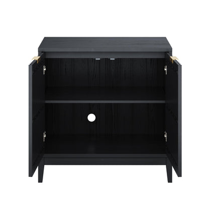 Nathan James Jasper Modern Sideboard, TV Stand with Fluted Doors, Accent Storage for Kitchen or Living Room, Black Oak, Set of 4