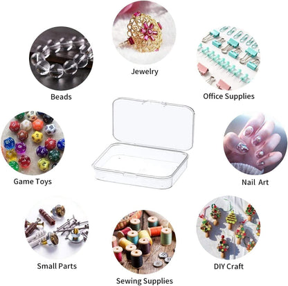 MFDSJ Mini Plastic Storage Containers - 12 Pcs Clear Rectangle Boxes with Lids | 4.5x3.4 Inches for Small Items