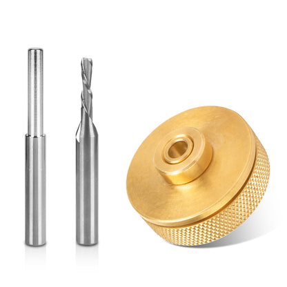 71333 Inlay Router Bit Bushing Set for 1/4 Templates High RPM Routing, Includes 1/8" Carbide Spiral Bit + 1/4 Shank - Universal Quick Change Bushing, Retainer Nut, Collar, Alignment Pin