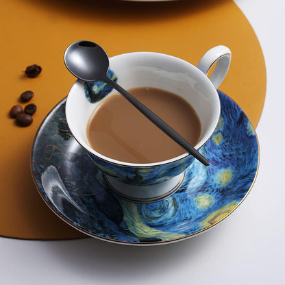 Black Coffee Spoons Set of 6, Kyraton Stainless Steel 5.1" Titanium Plating Demitasse Spoons, Dishwasher Safe