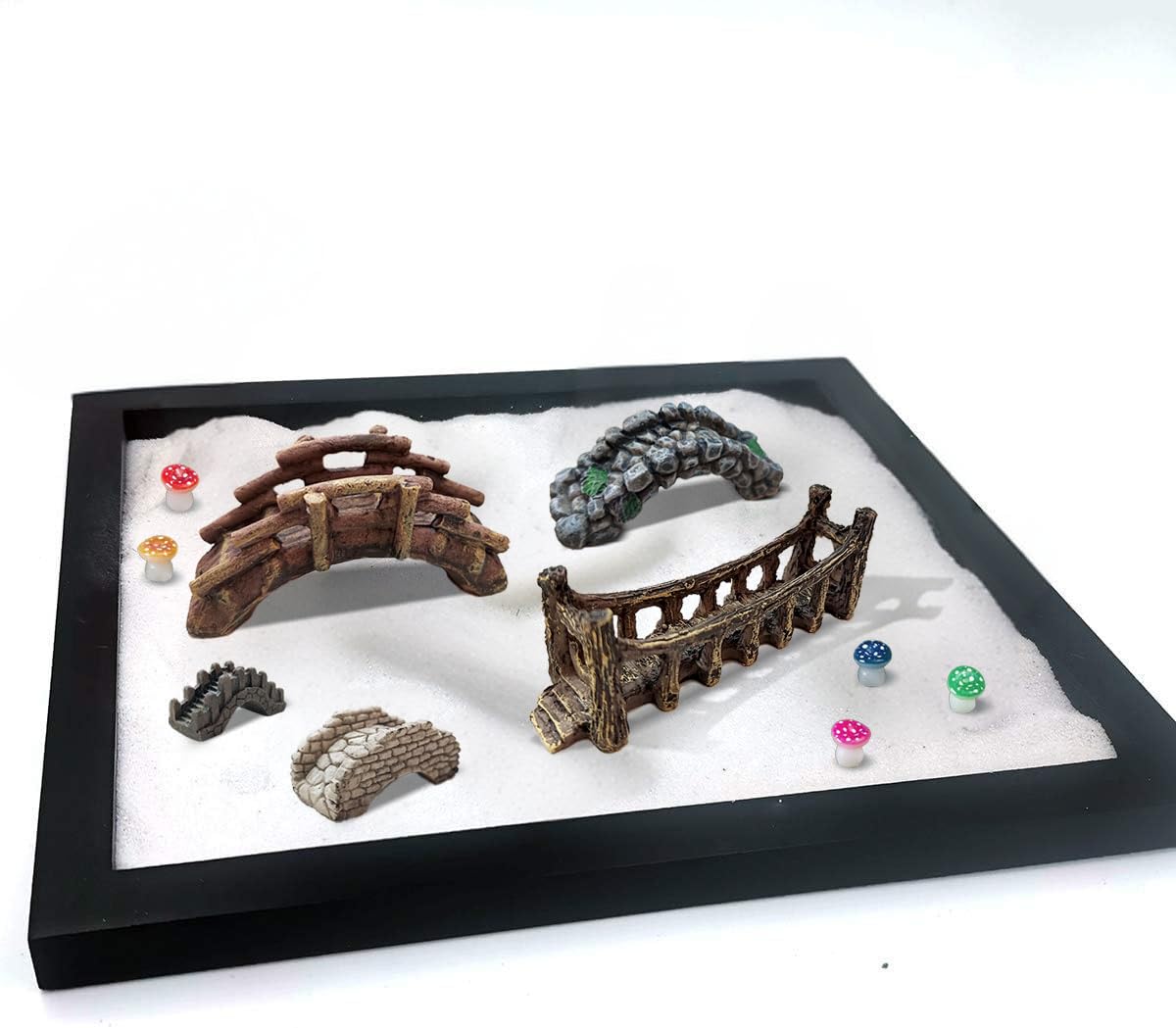 OrgMemory Miniature Bridge, Miniature Garden Accessories Set, DIY Landscape Bridge, Outdoor Fairy Garden Miniatures, Terrariums, Model Train Scenes