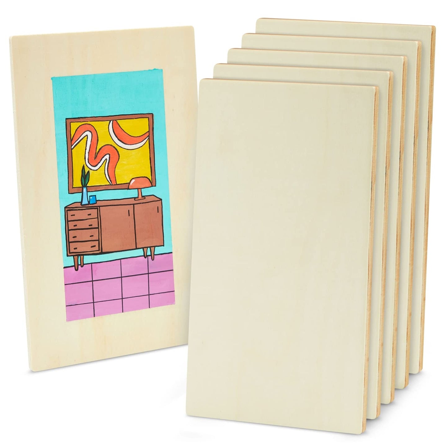 Juvale Wood Boards - 10.6 x 7 x 1/4 in, 6 Pack, Unfinished Poplar Plywood - Wood for Crafts, Blank Wooden Signs & DIY Painting Panel
