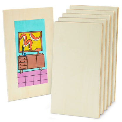 Juvale Wood Boards - 10.6 x 7 x 1/4 in, 6 Pack, Unfinished Poplar Plywood - Wood for Crafts, Blank Wooden Signs & DIY Painting Panel
