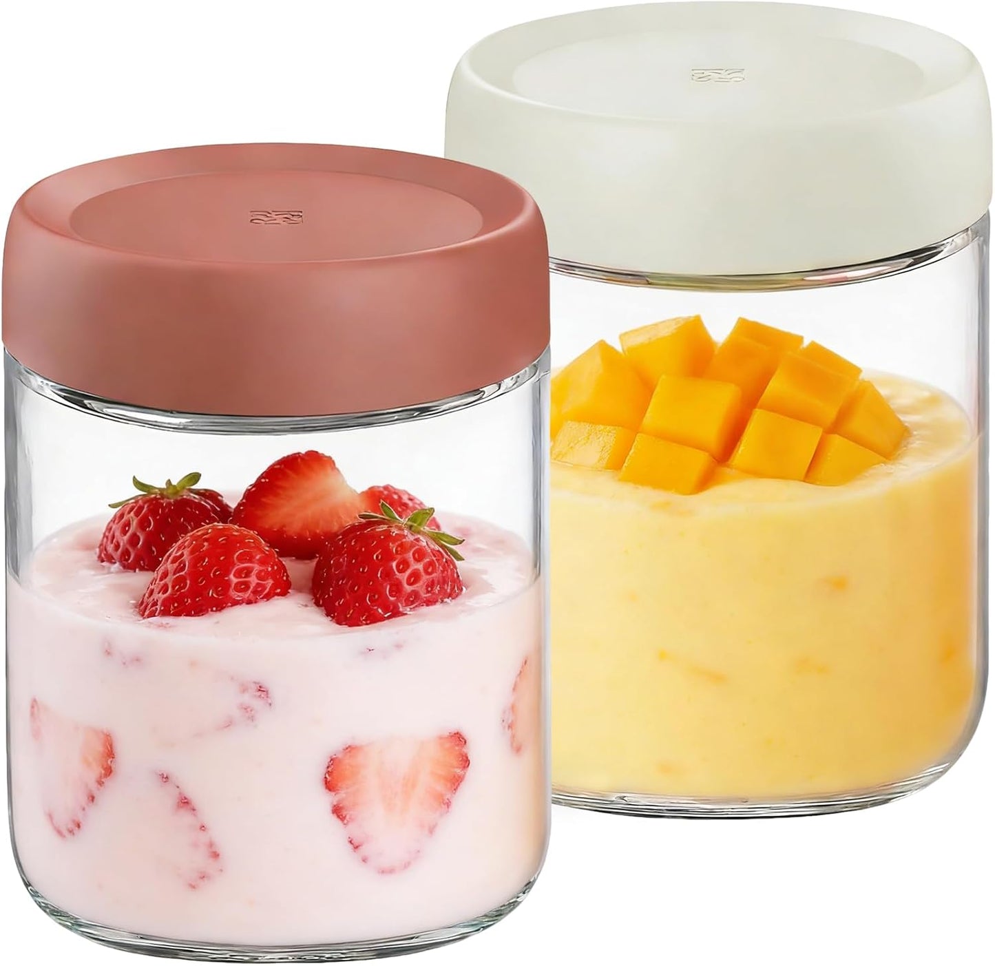 16oz 2 Pack Overnight Oats Containers with full Lids - size Bulk Glass Jar, Meal Prep Jars for Yogurt, Salad