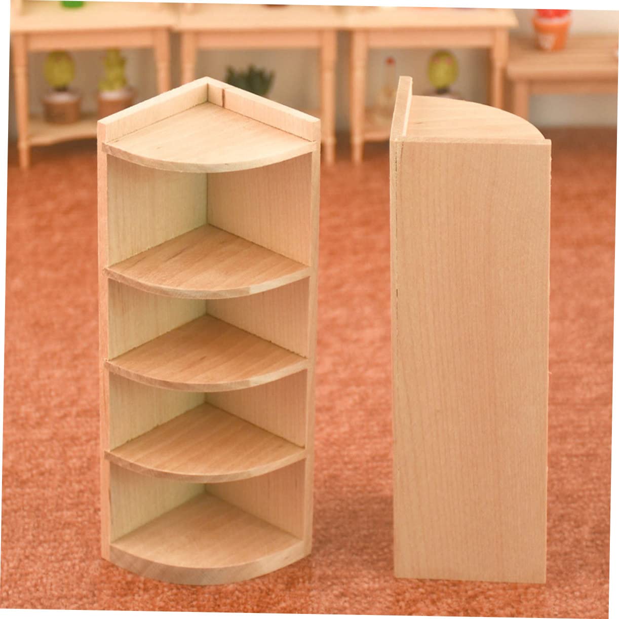 LIOOBO 1Pc Miniature Dollhouse Corner Cabinet Model Elegant Wooden Storage Shelf Accessory for Playhouse Decor Compact Design for DIY Mini Home Simulation