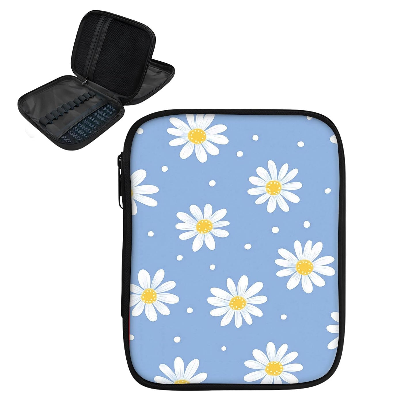 ETLKJVBL Crochet Hook & Knitting Needle Organizer Case, Small Daisy 2-Layer Travel Storage Bag for Hooks, Needles & Accessories, Empty