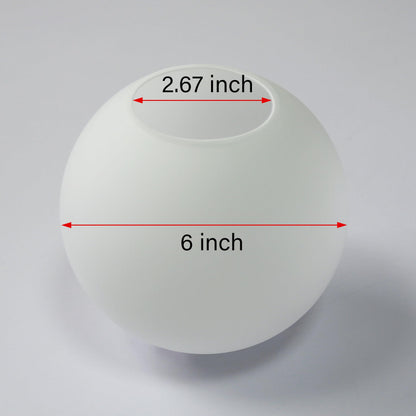 KoKo&Yukina 6 Inch Milk White Glass Globes Shade Frosted Replacement Glass Shades - 2.67" Fitter Opening - Lighting Fixture Replacement