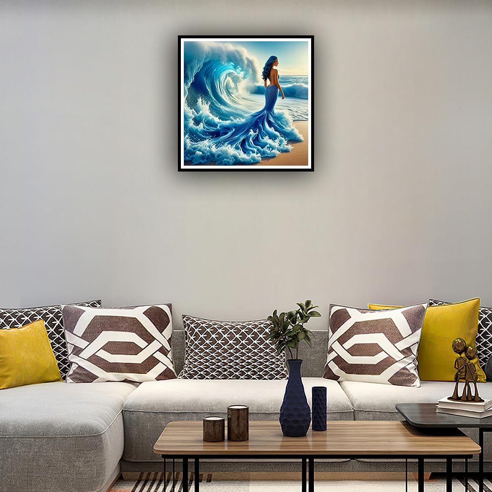 hill froeistung Beauty Diamond Art Painting Kits for Adults, Beach Diamond Art for Beginners, 5D DIY Full Drill Round Gem Art Craft Home Wall Decor Gift 12x12 inch