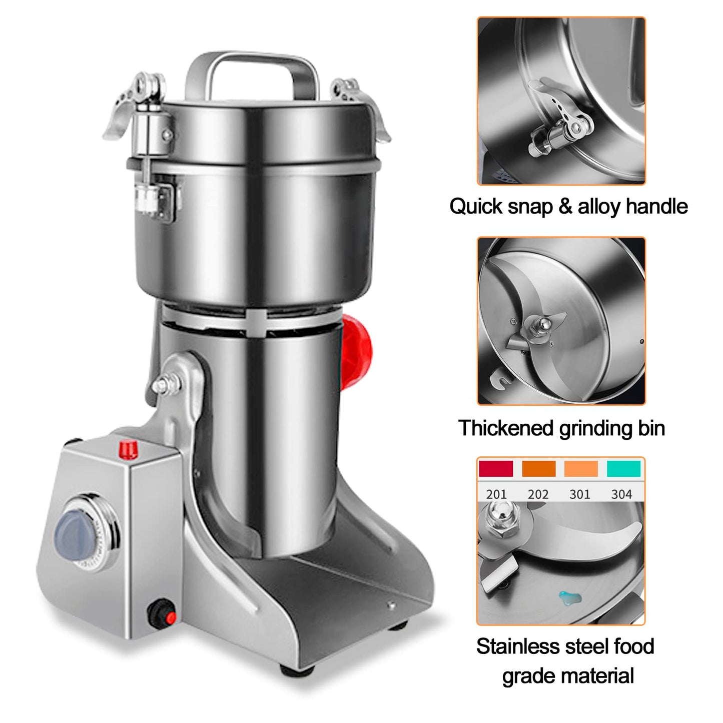 ExGizmo Electric Grain Grinder 800g,Swing Type Grain Mill Grinder 3000W,110V Stainless Steel High-speed Spice Herb Grinders Superfine Machine Dry Cereals Pulverizer Swing Type