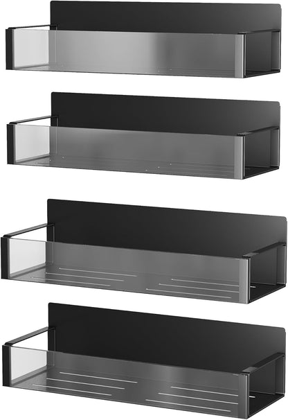 2/3/4 Pack Vetacsion Moveable Fridge Magnetic Spice Racks,Metal Black/White (Clear)