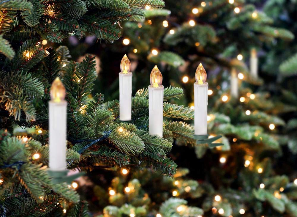 Houdlee LED Flameless Taper Candles with Remote Control and Removable Clips,Flickering 4 Inches Birthday Candles,Set of 10 Warm White Candle for Christmas, Chandelier, Mini Wedding Taper Candles