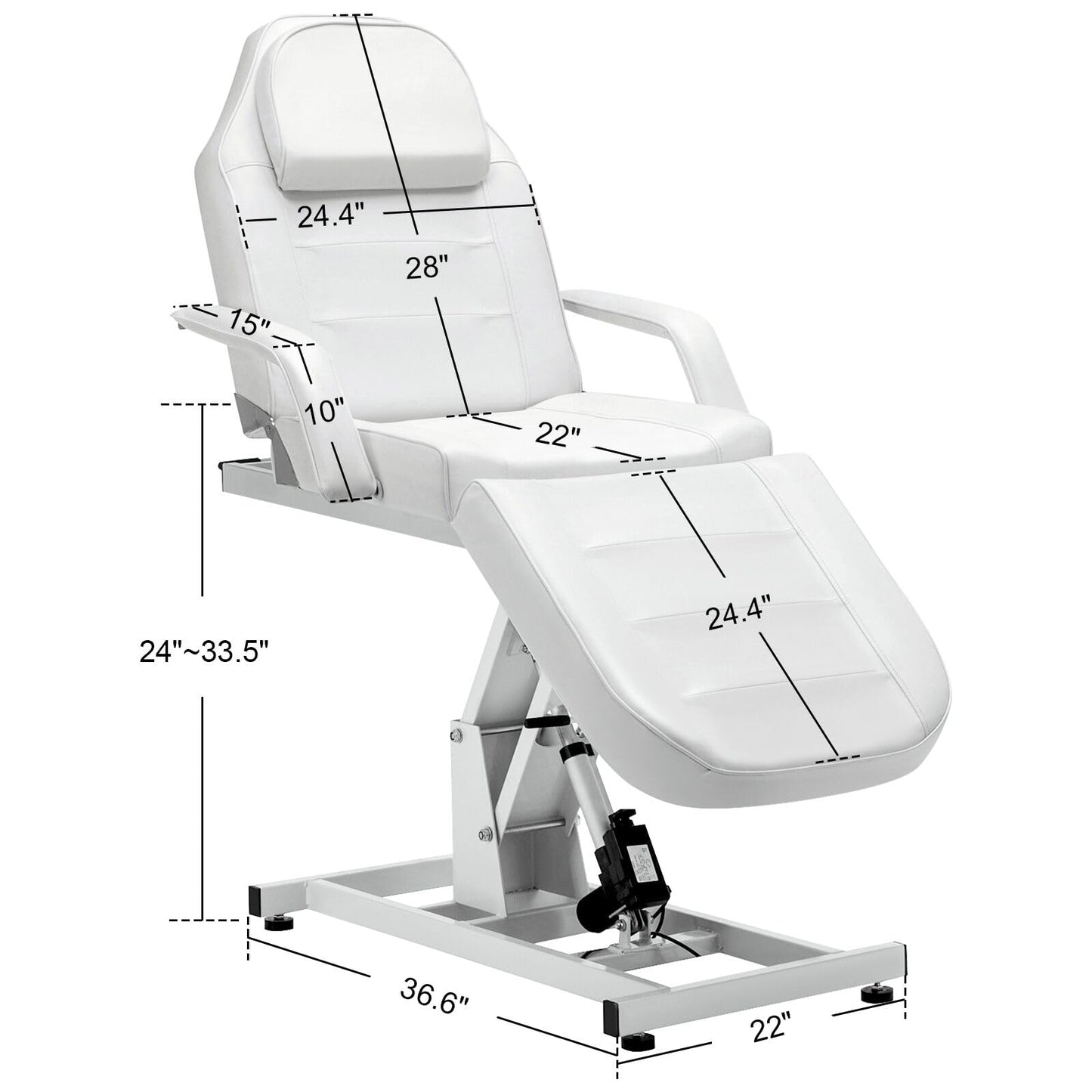 BarberPub Salon SPA Massage Bed Tattoo Chair Facial Adjustable Table Beauty Equipment 0100 (White)