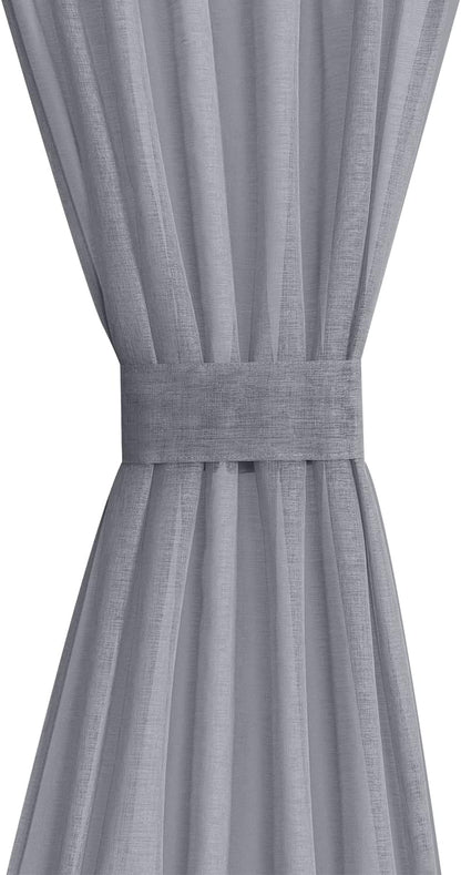 Aquazolax Transparent Sheer French Door Curtain Panel (1 Piece, 30W x 40L, Grey) - Elegant Solid Voile Rod Pocket