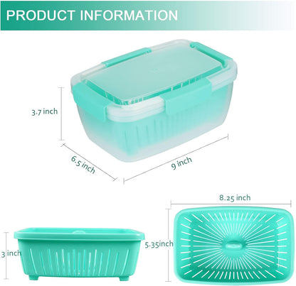 shopwithgreen 2 Pack 68oz Berry Keeper Containers, Removable Drain Colanders for Fresh Fruit and Vegetable Storage