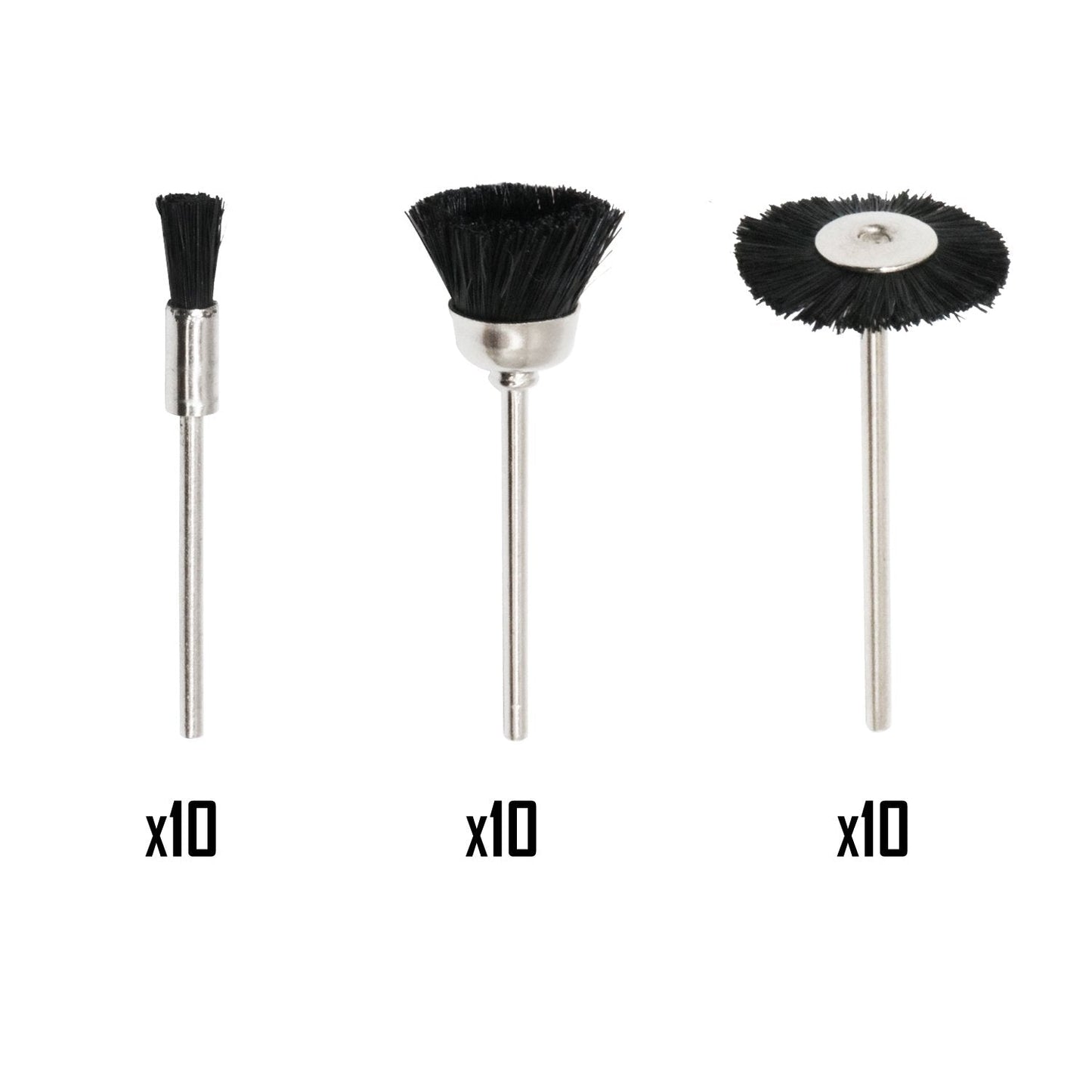 NIUPIKA Soft Nylon Bristle Brushes Cup Wire Brush Set Cleaning Polishing Accessories 2.35mm Shank for Rotary Drill Tools Pack of 30 Pieces