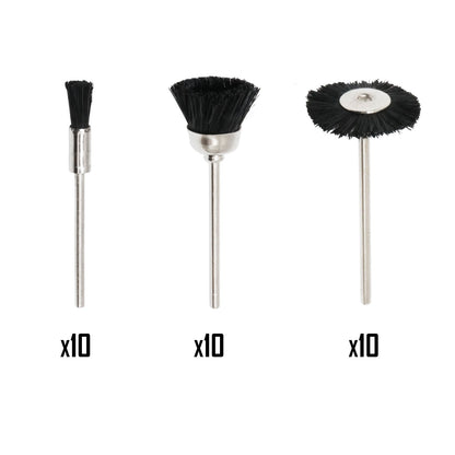 NIUPIKA Soft Nylon Bristle Brushes Cup Wire Brush Set Cleaning Polishing Accessories 2.35mm Shank for Rotary Drill Tools Pack of 30 Pieces